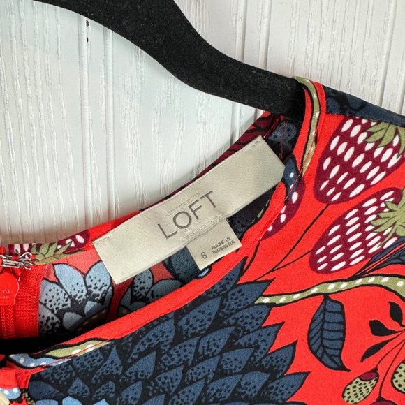 Loft Red floral dress size 8 - Picture 6 of 6